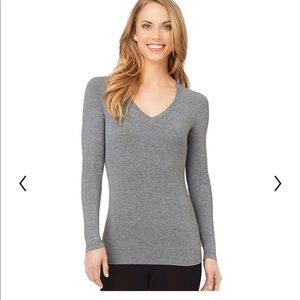 Cuddl Duds Soft Wear Long Sleeve V Neck